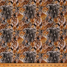 Cotton Safari Sights Animals Heads Faces Fabric Print by the Yard D372.62 - $14.95