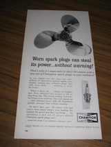 1962 Print Ad Champion Spark Plugs Outboard Motor Boat Propellor - £8.00 GBP