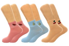 Fruit Embroidered Ankle Socks Funny Cute Cotton Socks 3 Pairs - £8.56 GBP
