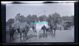 black and white negative - People on horseback man in car waiting - $8.95