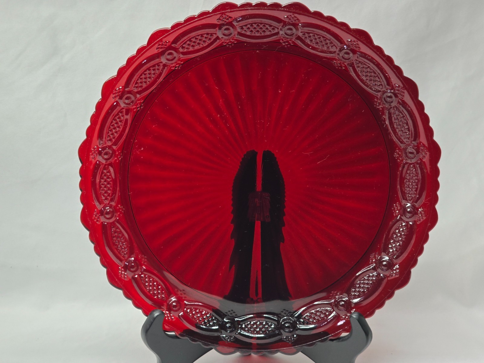 AVON Ruby Red 1876 CAPE COD 10.75&quot; Dinner Plate By Wheaton Glass - SINGLE - $12.88
