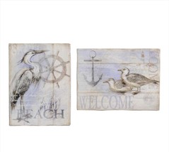 Nautical Wall Plaques Set of 2 Beach Cottage Welcome Bird Anchor Captain Seaside - $44.54