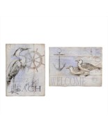 Nautical Wall Plaques Set of 2 Beach Cottage Welcome Bird Anchor Captain... - £25.69 GBP