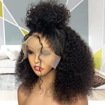 Kinky curly Human hair lace front wig 180% density curly wig - £246.89 GBP+