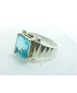 BLUE TOPAZ Sterling Silver RING - Designer signed - Size 7 3/4 - FREE SH... - £59.81 GBP