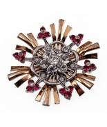 Vintage Pennino Sterling Silver Dual Tone Ruby-like &amp; Clear Crystal Brooch - £1,008.86 GBP