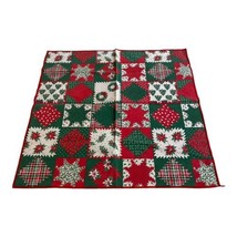 Christmas Patchwork Bread Basket Liner Square Placemat Cloth Napkin 17&quot; Holiday - £17.17 GBP