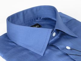 Men Mondego 100% Soft Cotton Dress Business shirt B300 French Blue Herringbone image 5