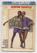 SIMPLICITY 9230 * Super Simple 1970 SHORTS &amp; PONCHO size 16 Bust 38 wais... - $6.95