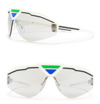 $378 Prada Shield Sunglasses White Black Wrap Sport Light Gray Lens Prad... - $365.31