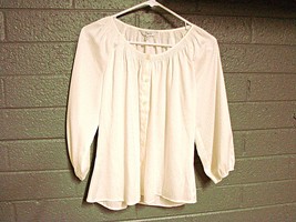 Express Lightweight Button Front Blouse White Long Sleeve Puff Sleeve To... - £9.14 GBP