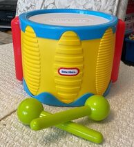 Little Tikes LITTLE RHYTHM MAKER Drum Blue &amp; Yellow with Green Drumsticks - $23.76