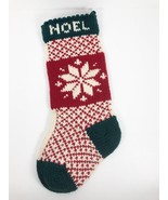 Wool CHRISTMAS STOCKING Hand Knit Chunky 17&quot; long Noel Snowflake 1 - £15.64 GBP