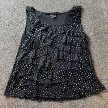 Roz &amp; Ali Layered Ruffles Polka Dot Women’s Tank Top Blouse 3X Black White - €9,42 EUR
