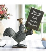 Aluminum Rustic Alpha Rooster With Chef Hat Holding A Menu Board Statue ... - £84.78 GBP
