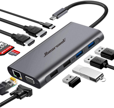 Hiearcool USB C Hub,Usb-C Laptop Docking Station,11 in 1 Triple Display - £82.09 GBP