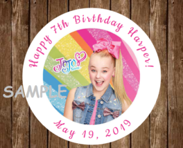 12 Personalized JoJo Birthday Party Stickers favors lollipops labels tags siwa - £9.48 GBP