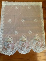 JC Penny White Lace Flower window curtain #6w - £8.82 GBP