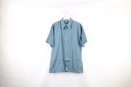 Vintage 90s Streetwear Mens Medium Silky Striped Collared Hawaiian Button Shirt - £35.01 GBP