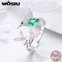 WOSTU Genuine 925 Sterling Silver Trendy Gift of Hummingbird Ring For Women Anni - $23.05