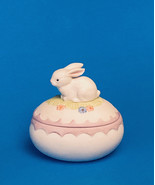 Lefton Easter egg keepsake porcelain trinket box with bunny vintage 1990 - $10.00