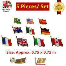 5 Pieces of 10+ Country National Flag Lapel Pin Badge Brooches Metal Emblems - £7.85 GBP