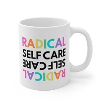 Radical Self Care Mug | Rainbow Print White Ceramic Mug | Self Love Gift | Herba - £20.15 GBP
