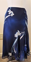 Lauren Ralph Lauren A-Line Midi Lined Skirt Sz- L Navy/Blue /Floral Pattern - £47.19 GBP