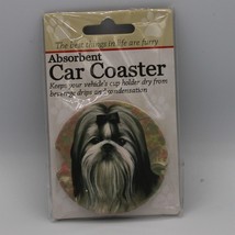 Super Absorbent Car Coaster - Dog - Shih Tzu - Black and White - $5.44