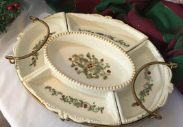 Vintage Serving Platter Tray Relish Raised Embellished Amscan Co. Compar... - £16.43 GBP