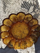 Vintage Indiana Glass Amber Hobnail Relish Plate 11&quot; 15 Deviled Egg Oyster Tray - £13.49 GBP