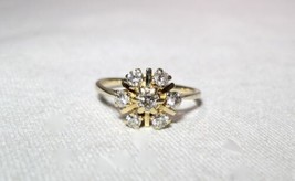 14K Yellow Gold Ladies Diamond Cluster Ring .28 TCW Size 6 1/2 K1336 - £227.91 GBP