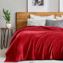 Sedona House Microfiber Warm Lightweight Flannel Fleece Blanket 90x90 Queen Red - £22.76 GBP