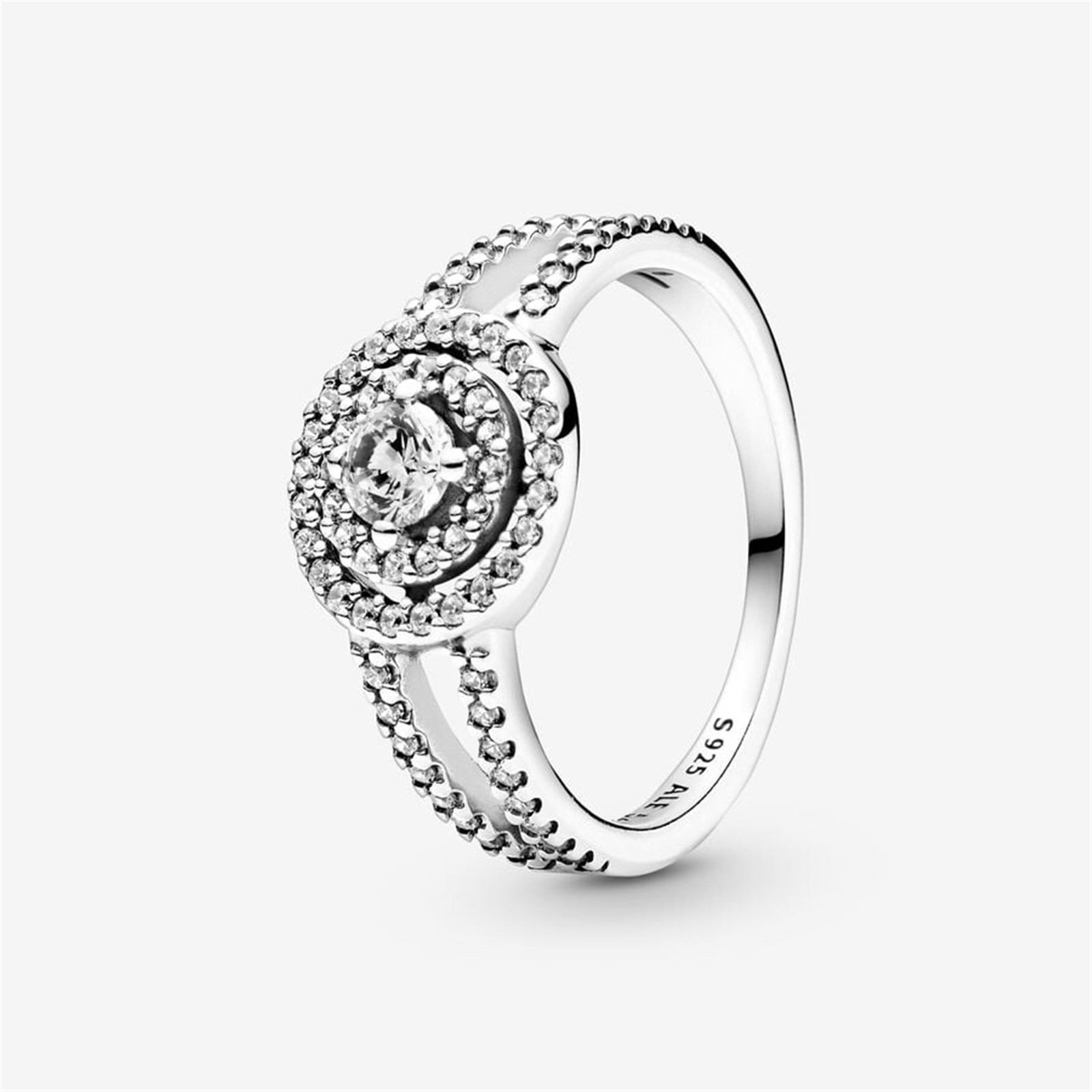 Sparkling Double Halo Ring,Fits Pandora charms