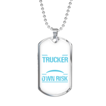 Warning Unmedicated Banker Trucker Dog Tag Stainless Steel or 18k Gold 24&quot; Chai - £37.92 GBP+