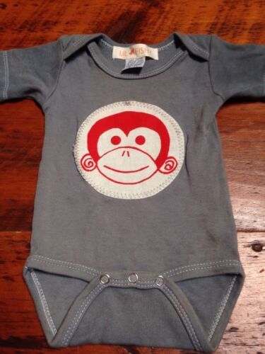 Primary image for Lil Fishy USA Handmade 6 Mo Short Sleeve One Piece Gray Monkey Unisex Jumper