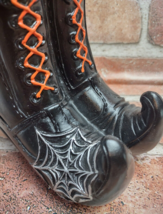 Wicked Witch Boots Tabletop Decor Halloween Decoration Spider Web Pointed Boot - £19.94 GBP