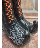 Wicked Witch Boots Tabletop Decor Halloween Decoration Spider Web Pointe... - £19.88 GBP