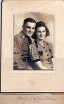 WWII Sgt. Macolm Phillips in Uniform &amp; Wife Beatrice Cabinet Photo - £14.21 GBP