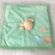 JUST ONE Year Giraffe Lovey Security Blanket Green Yellow Dot Satin Side Rattle - £22.67 GBP