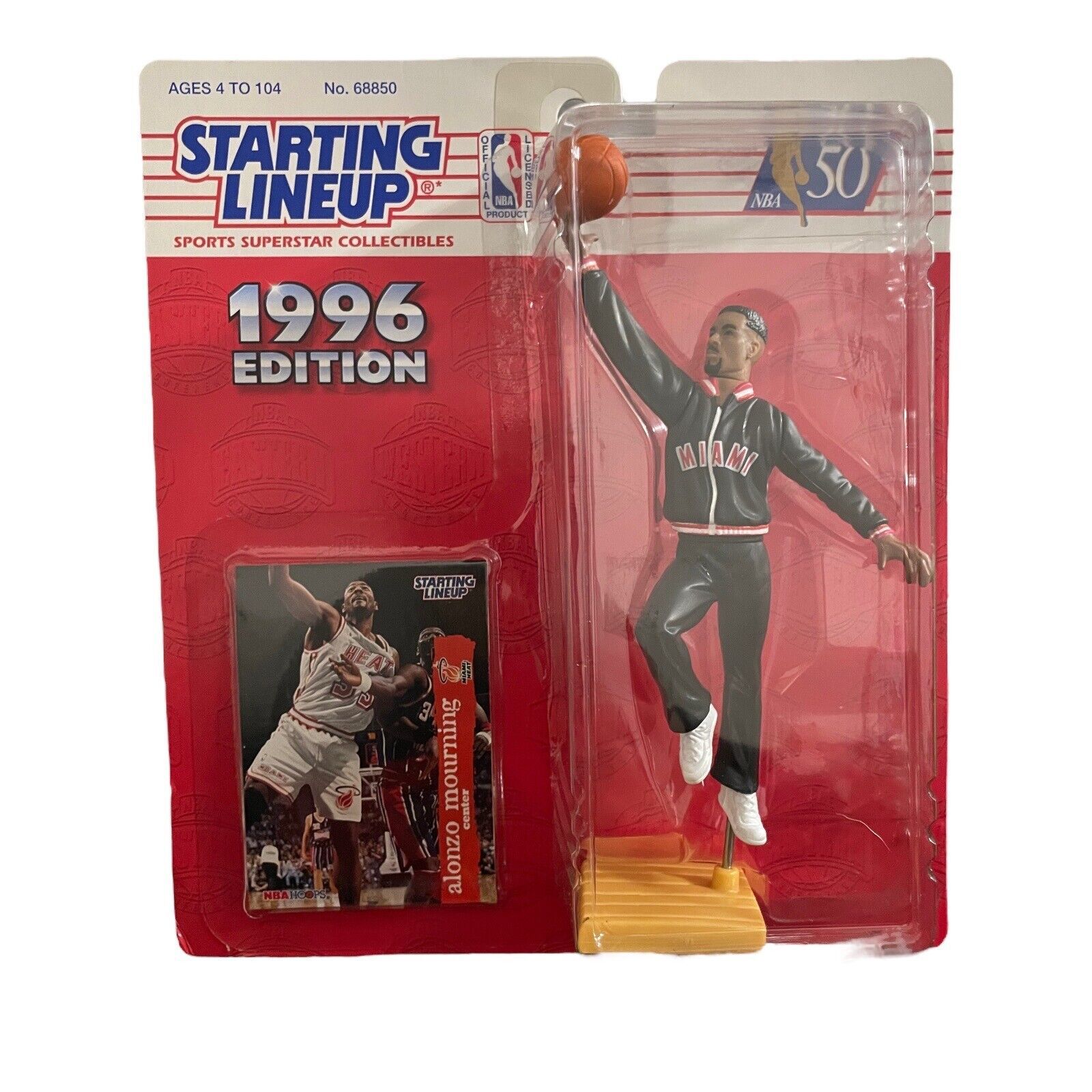 1996 Starting Lineup Alonzo Mourning Miami Heat NBA Figure With Card - $11.49