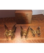 NOS Home Interiors 1173 3 Brass Butterflies Wall Decor 3 Sizes IOB - $21.92 CAD