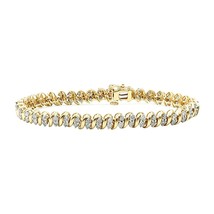 6 CT Round Cut VVS1 Moissanite Tennis Bracelet 7&quot; 14K Yellow Gold Plated Silver - $186.99