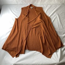 LOGO Lori Goldstein cascade Burnt Orange cardigan Sz L Large vest Lagenl... - £32.70 GBP