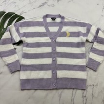 Hot Topic Womens Moon Cardigan Sweater Size S Lilac Purple White Stripe ... - £21.43 GBP