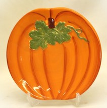 Orange Pumpkin Plate Decorative Thanksgiving Fall Halloween - $9.89