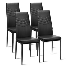 Set of 4 High Back Dining Chairs with PVC Leather and Non-Slip Feet Pads - £112.12 GBP