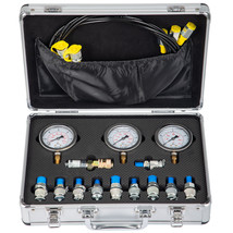 Hydraulic Pressure Test Kit 160~600Bar 11 Couplings 3 Hose 3 Gauge for E... - $96.99