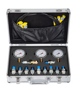 Hydraulic Pressure Test Kit 160~600Bar 11 Couplings 3 Hose 3 Gauge for E... - £77.52 GBP