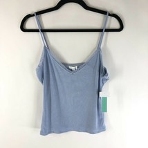 Abound Womens Crop Top Cami Ribbed Stretch Lace Trim Blue Size M - $9.74
